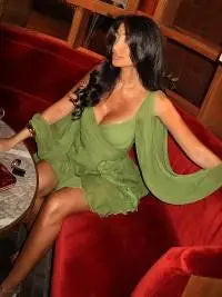 Women Fashion Chiffon Pleated Lace Up High Waist Mini Dress Chic Green Hollow Out Full Sleeve A-line Dresses Lady Beach Robes ﻿