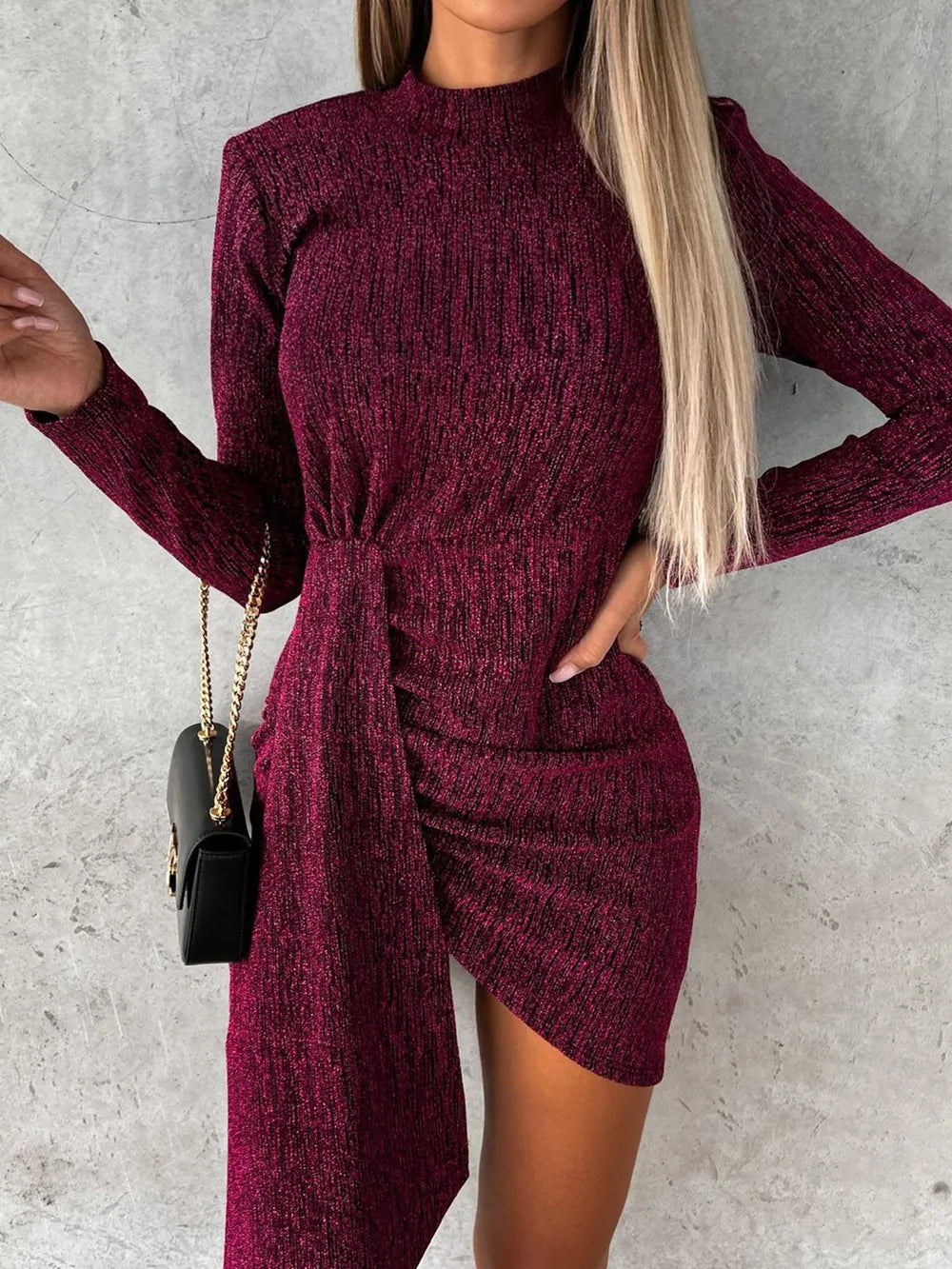 New hot stamping fashionable long sleeved dress casual party high neck dress