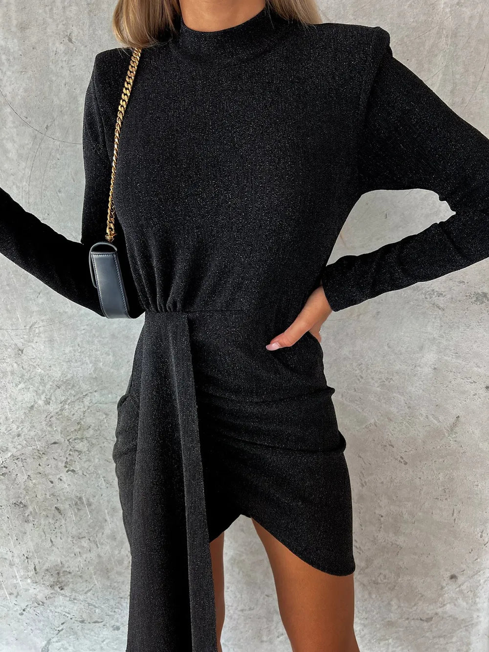 New hot stamping fashionable long sleeved dress casual party high neck dress