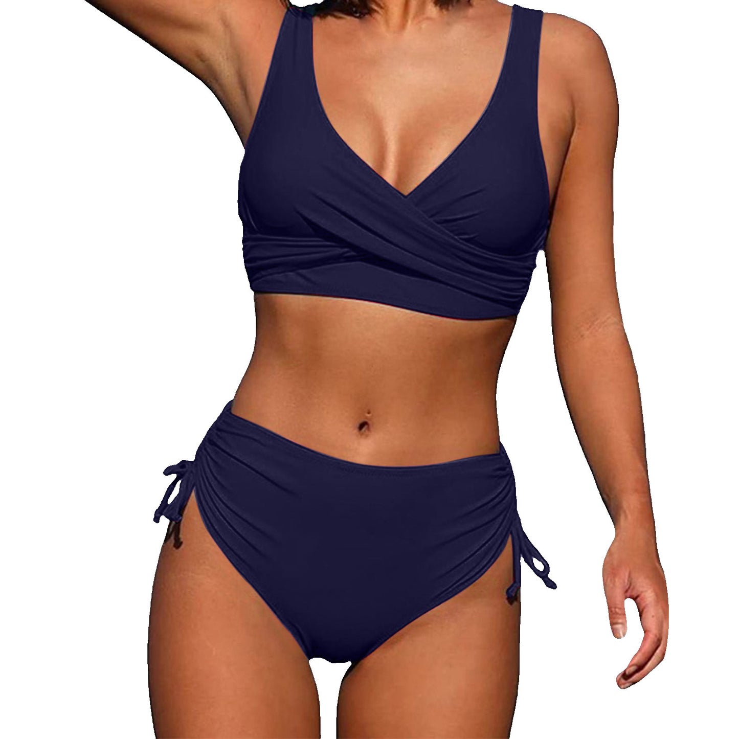 European and American swimwear solid color split swimsuit bikini set underwear two-piece set