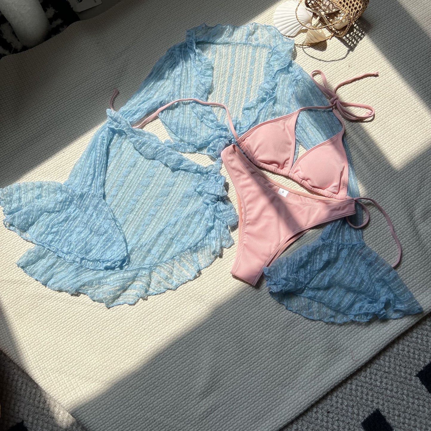 Sexy lace mesh four piece swimsuit bikini bikini