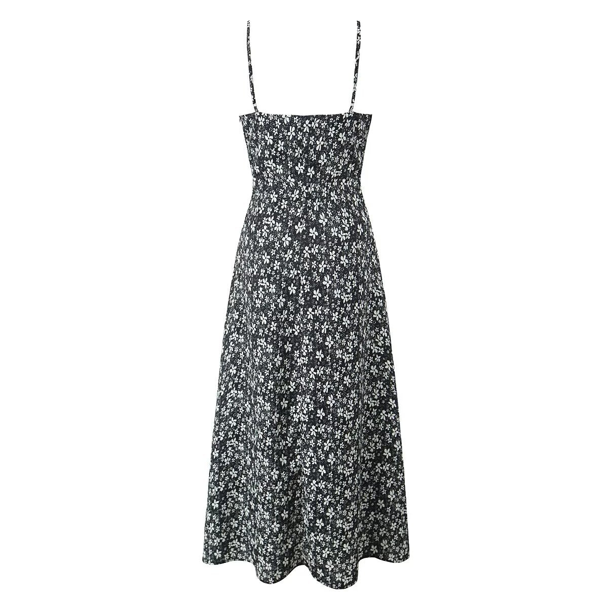 Vintage floral suspender jumpsuit long skirt