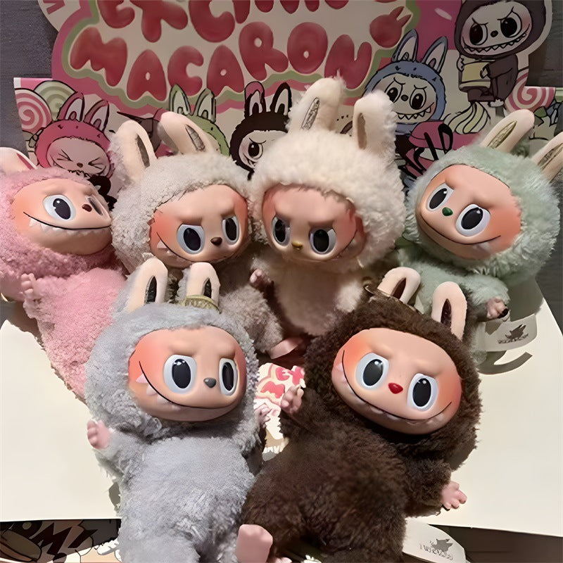 Bubble Mart LABUBU Macaron Vinyl Face Series Blind Box Handmade Plush Toy Keychain Pendant